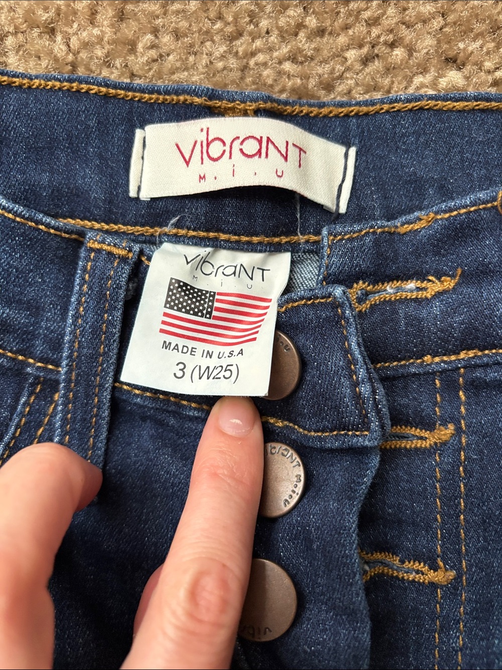Vibrant Dark Blue High-Rise Button-Fly Flare Jeans - Picture 2 of 4
